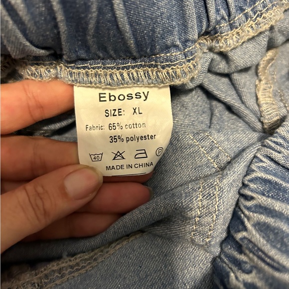 ebossy Elastic Waist Frayed Hem 
Distressed Maxi Denim Skirt Size X-Large - Picture 4 of 5